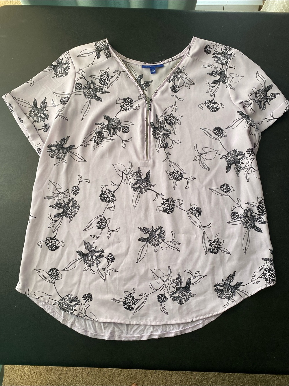 Apt. 9 Light Purple Floral Zip-Front Blouse